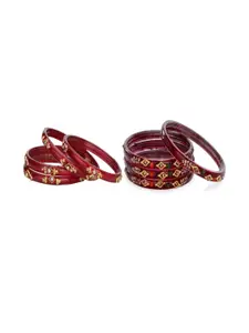SOMIL Set of 8 Artificial Stones Studded Glass Bangles