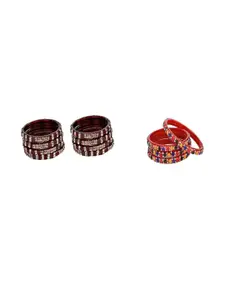 Somil Combo Glass Bangles For Women | Traditional Bangles Set | Daily, Festive & Party, Combo Of 2 Set, Maroon, Multicolor