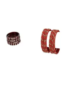 Somil Combo Glass Bangles For Women | Traditional Bangles Set | Daily, Festive & Party, Combo Of 2 Set, Maroon, Radium