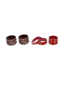 SOMIL Set of 16 Artificial Stones Studded Glass Bangles