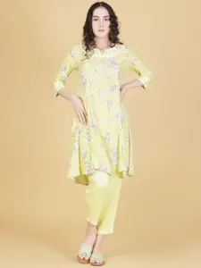 V-Mart Printed Round Neck Tunic With Trousers Co-Ords