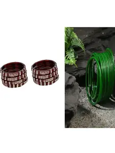 SOMIL Women Set Of 2 Maroon & Green Glass Artificial Stones Bangles