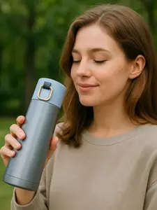 iSWEVEN Grey Stainless Steel Double Wall Vacuum Water Bottle-500 ml