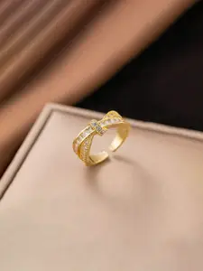 Jewels Galaxy Gold-Plated Crystal Studded Finger Ring