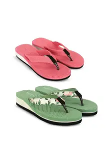 TWO SOFT Women Set Of 2 Comfortable Lightweight Thong Flip-Flops