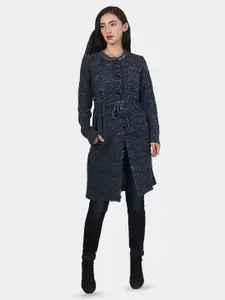 HAUTEMODA Women Self Design Long Sleeve Woollen Cardigan Sweater