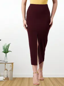 all about you Straight Front Slit Midi Skirt