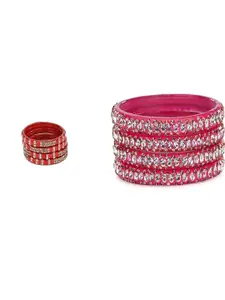 Somil Combo Glass Bangles For Women | Traditional Bangles Set | Daily, Festive & Party, Combo Of 2 Set, Red, Pink