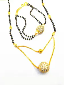 SONI JEWELLERY Gold-Plated Artificial Beads Mangalsutra & Hand Bracelet Combo