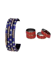 SOMIL Women Set Of 8 Artificial Stones And Beads Handcrafted Glass Bangles