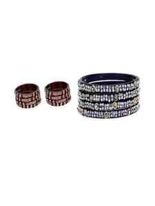 Somil Combo Of 2 Set maroon and black glass bangles