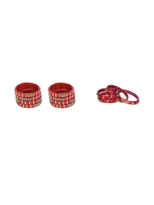 SOMIL Set Of 12 Red Glass Bangles