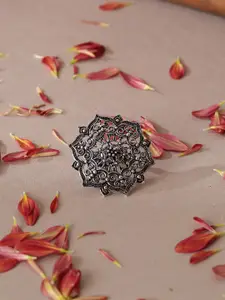 Niska Intricate Textured Oxidised Adjustable FingerRing