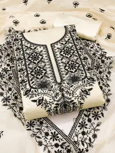 Maroosh Embroidered Thread Work Chanderi Cotton Unstitched Dress Material