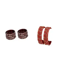 SOMIL Set of 16 Stones Studded Glass Bangles