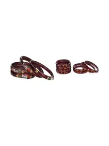 SOMIL Set of 12 Women Maroon Artificial Stones and Beads Bangles