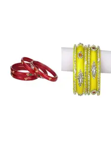 Somil Set of 10 Artificial Beads & Stone Glass Bangles