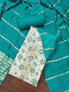 Maroosh Floral Printed Beads And Stones Unstitched Dress Material