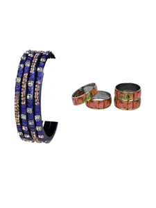 SOMIL Set of 8 Artificial Stones Studded Glass Bangles