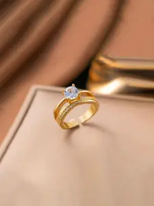 Jewels Galaxy Gold-Plated Crystals-Studded Anti-Tarnish Finger Ring