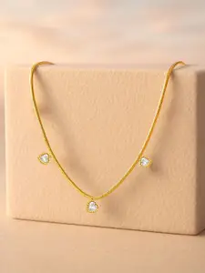 Rubans Stainless Steel 18K Gold-Plated Artificial Stones Studded Minimal Necklace