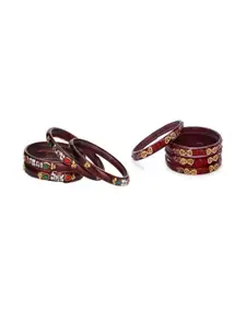 Somil Elegant Combo Glass Bangle Set Combo Of 2 Set, Maroon