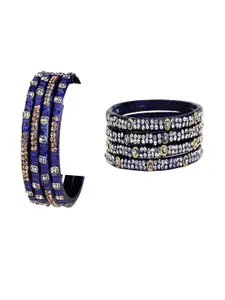 SOMIL Set of 8 Stones Studded Glass Bangles
