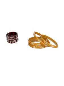 Somil Combo Glass Bangles For Women | Traditional Bangles Set | Daily, Festive & Party, Combo Of 2 Set, Maroon, Yellow