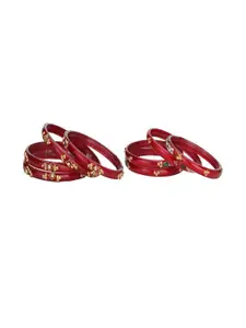 Somil Elegant Women Red Pack Of 8 Handmade Traditional Glass Bangle Set