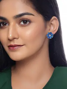 PRIVIU Silver Plated American Diamonds Floral Studs