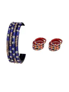 Somil Combo Glass Bangles For Women | Traditional Bangles Set | Daily, Festive & Party, Combo Of 2 Set, Blue, Multicolor