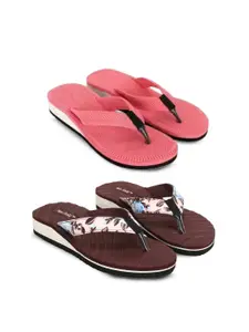 TWO SOFT Women Pack Of 2 Comfortable Lightweight Thong Flip-Flops