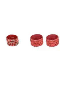Somil Combo Of 2 Set, Red and multicoloured  glass bangles