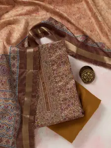 Koskii  Women Ethnic Motifs Printed Zari Work Chanderi Unstitched Salwar Suit