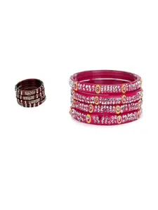 Somil Combo Glass Bangles For Women | Traditional Bangles Set | Daily, Festive & Party, Combo Of 2 Set, Maroon, Pink