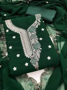 Maroosh Floral Embroidered Thread Work Georgette Unstitched Dress Material