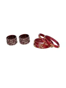 Somil Combo Glass Bangles For Women |Combo Of 2 Set, Maroon, Red