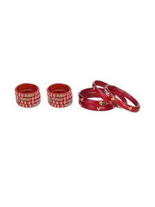 Somil Combo Of 2 Set, Red and multicoloured glass bangles