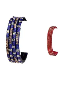 Somil Combo Glass Bangles For Women | Traditional Bangles Set | Daily, Festive & Party, Combo Of 2 Set, Blue, Red