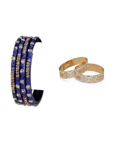 SOMIL Set of 6 Artificial Stones Studded Glass Bangles