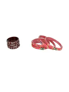 Somil Combo Glass Bangles For Women | Traditional Bangles Set | Daily, Festive & Party, Combo Of 2 Set, Maroon, Gajri