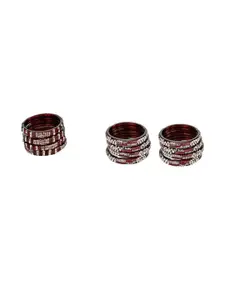 SOMIL Women Pack Of 2 Maroon Glass Ethnic Handcrafted Traditional Bangle