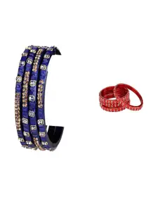 Somil Combo Glass Bangles For Women | Traditional Bangles Set | Daily, Festive & Party, Combo Of 2 Set, Blue, Red