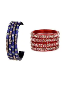 Somil Combo Glass Bangles For Women | Traditional Bangles Set | Daily, Festive & Party, Combo Of 2 Set, Blue, Red