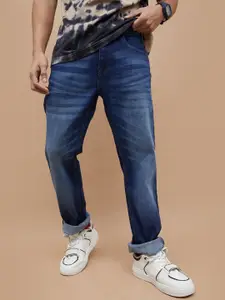 Forca by Lifestyle Men Straight Fit Mid-Rise Mildly Distressed Heavy Fade Cotton Jeans