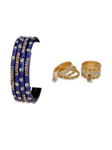 Somil Set of 10 Artificial Beads & Stone Glass Bangles