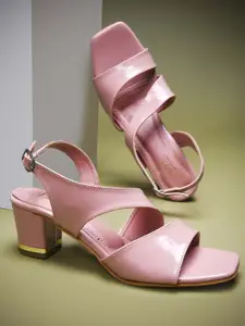 JM Looks Women Open Toe Block Sandals with Buckles