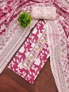 Maroosh Floral Printed Sequinned Unstitched Dress Material