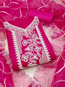 Maroosh Floral Embroidered Organza Unstitched Dress Material