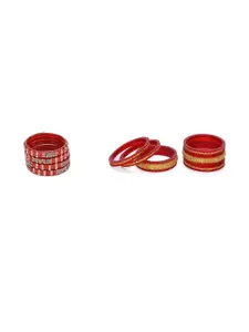 Somil Combo Glass Bangles For Women | Traditional Bangles Set | Daily, Festive & Party, Combo Of 2 Set, Red, Golden